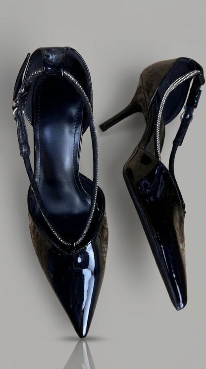 Zapatos Stiletto Negro Charol Clásico Z260120