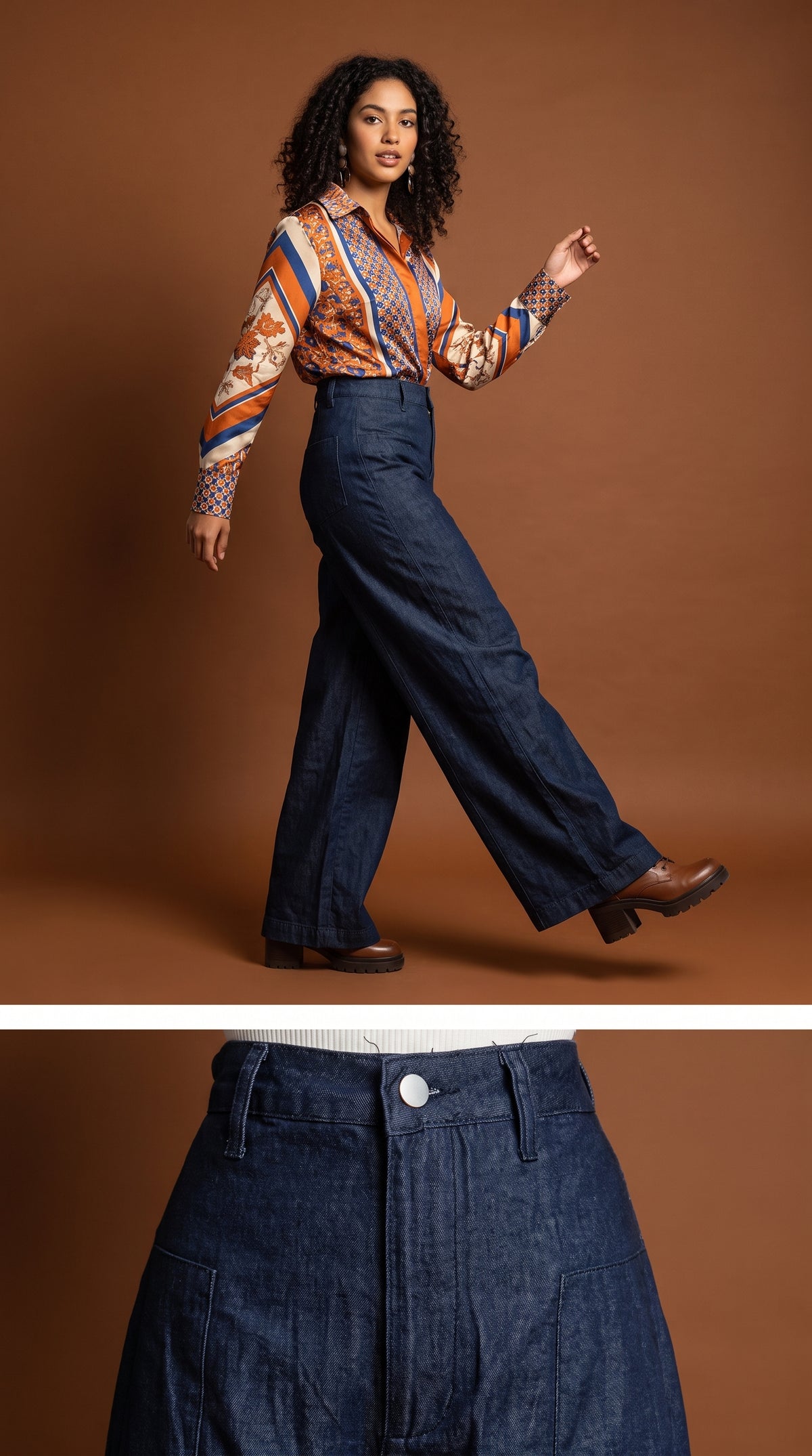 Pantalón Denim Oscuro Palazzo / ANE1001-52