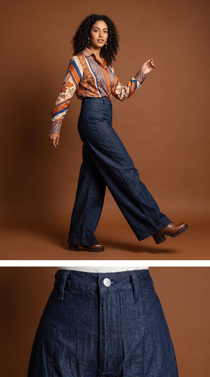 Pantalón Denim Oscuro Palazzo / ANE1001-52