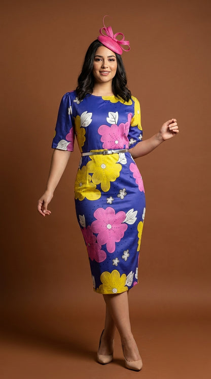 Vestido flores amarillo/morado / AO172