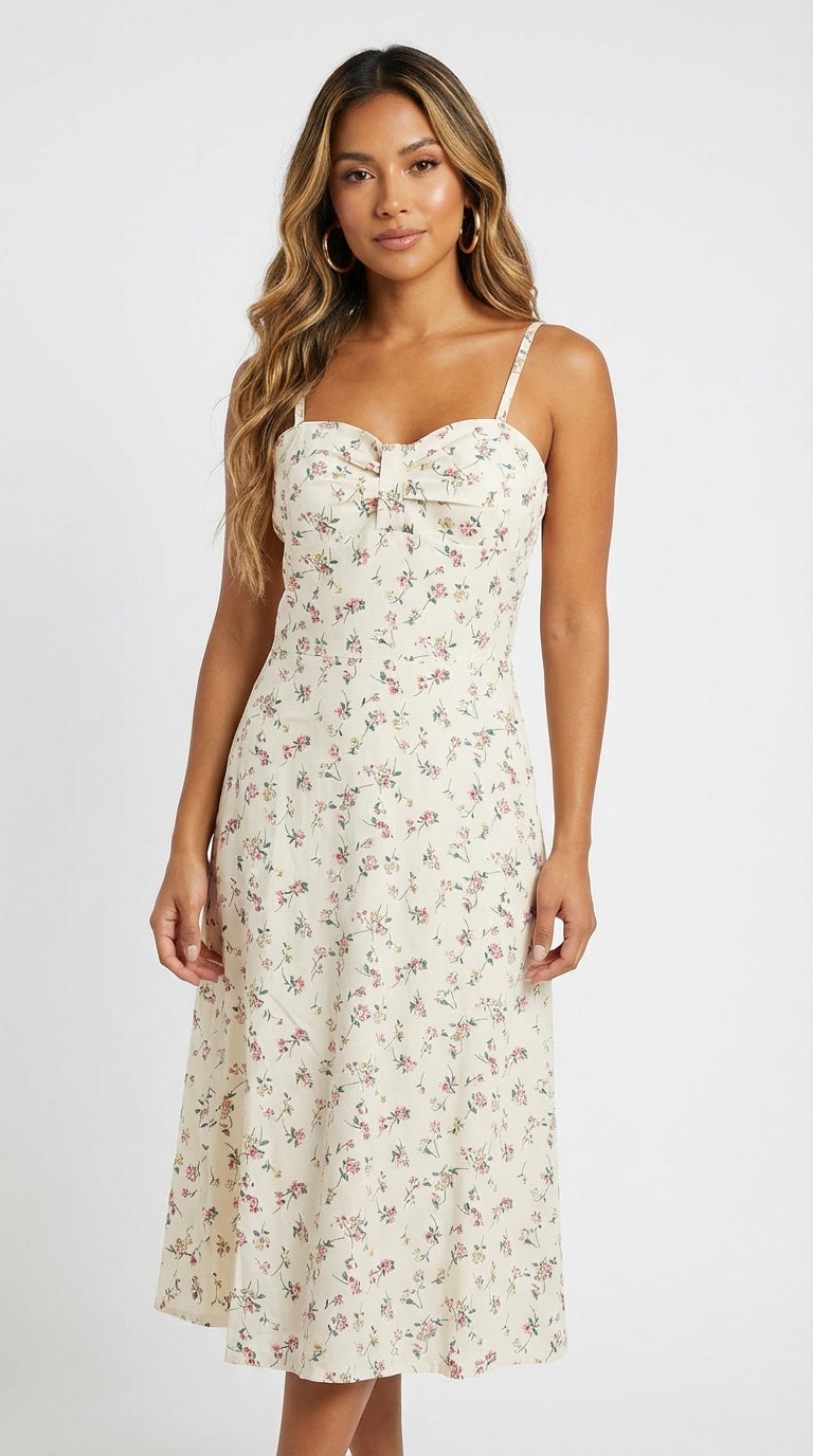 Vestido midi floral claro / L31A