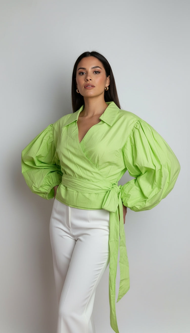 Blusa verde con lazo / AO124