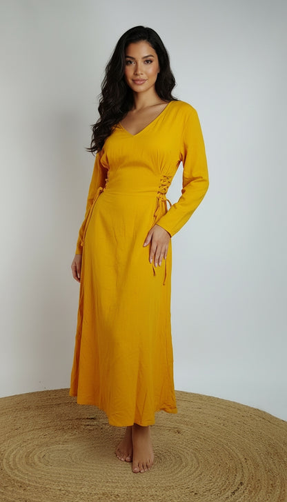 Vestido Amarillo Largo Elegante / MV41