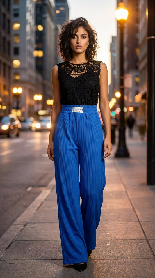 Pantalón azul eléctrico wide leg / ANE1001-29