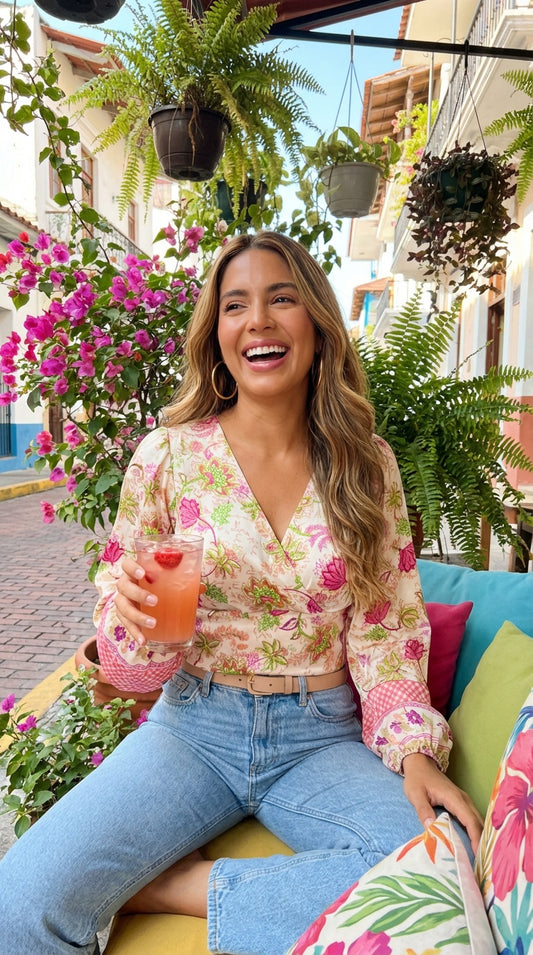 Blusa floral rosa casual / ANB17