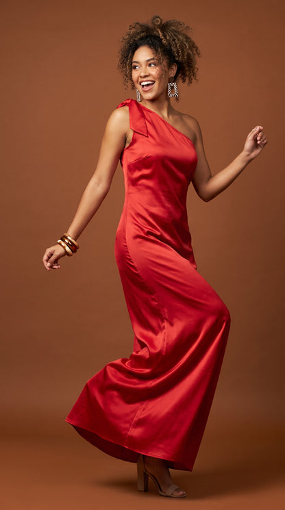 Vestido largo rojo elegante / ANV96