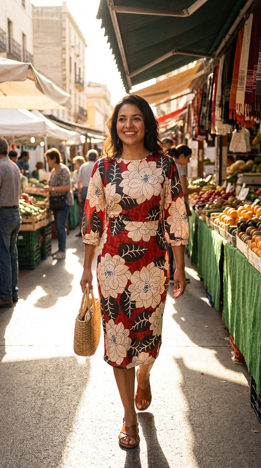 Vestido floral rojo / UV75