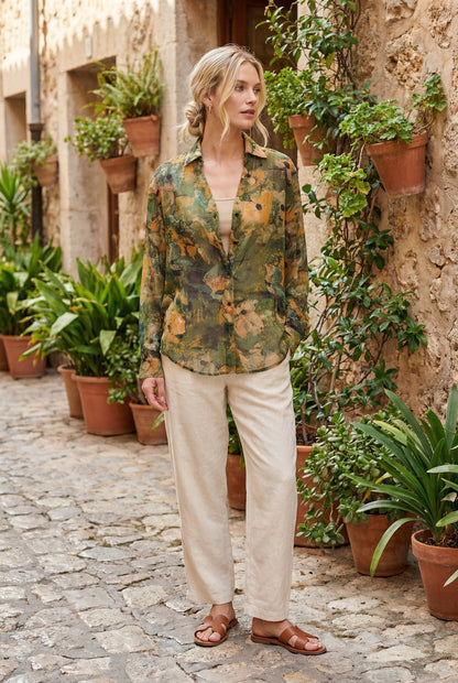 Blusa estampada verde oliva / ANB26011