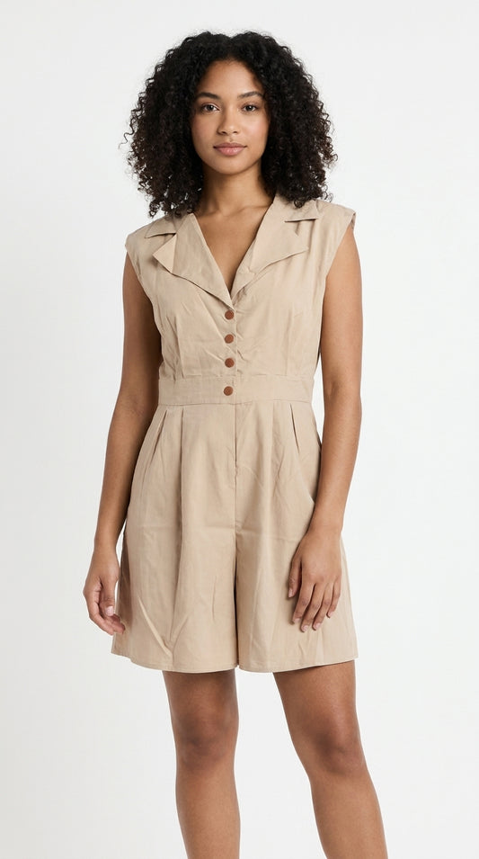 Enterizo Beige con Botones / L85A