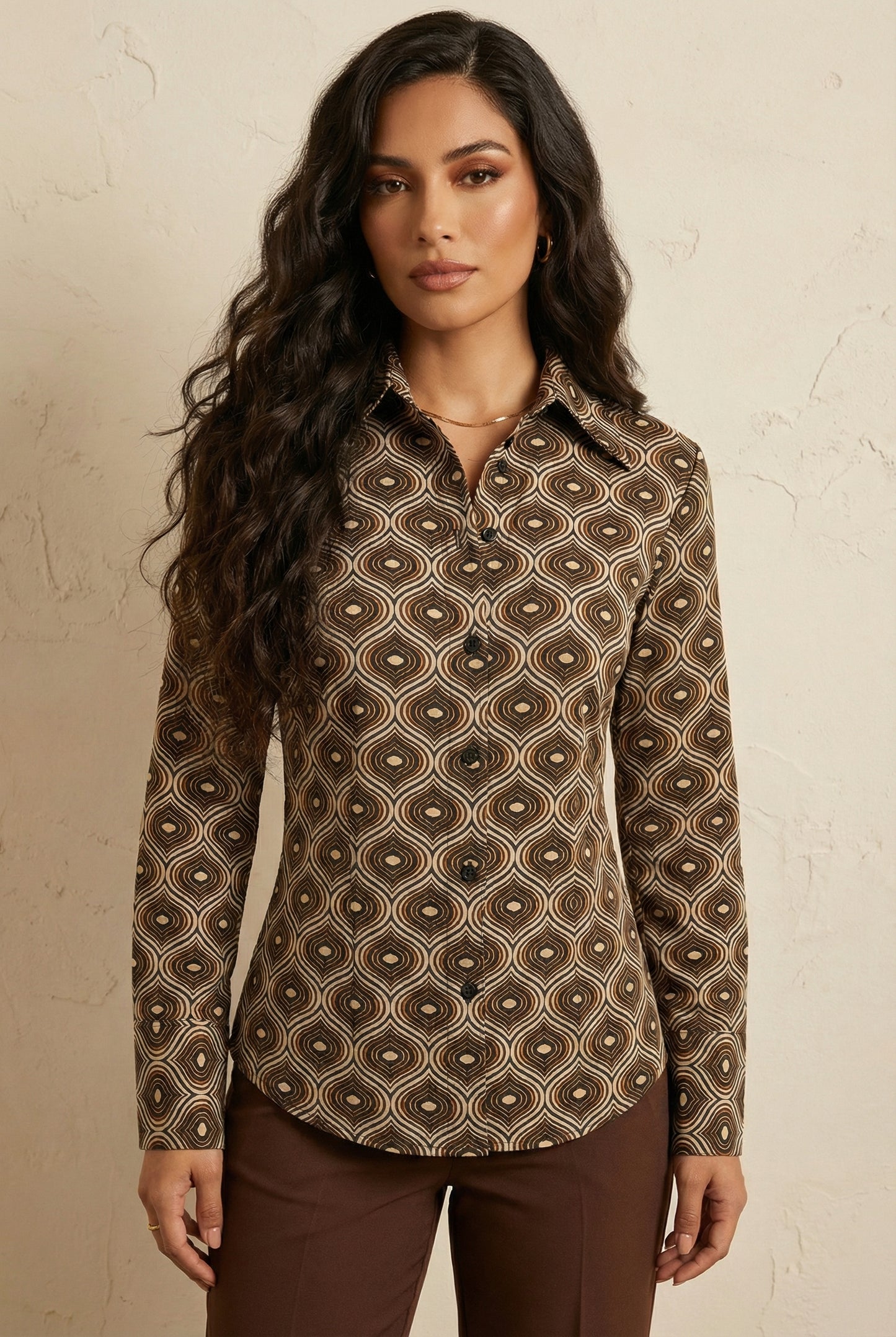 Blusa estampada café / ANB26005