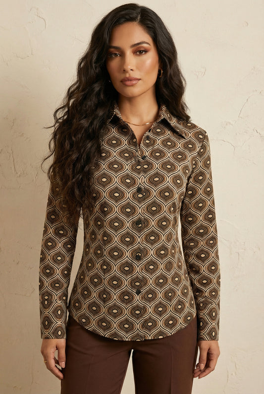 Blusa estampada café / ANB26005