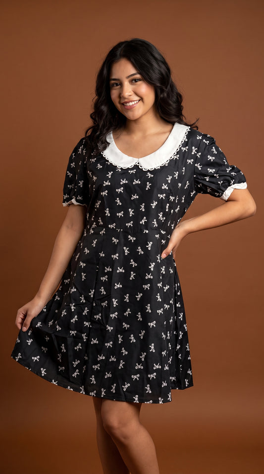 Vestido Negro Estampado / L98A