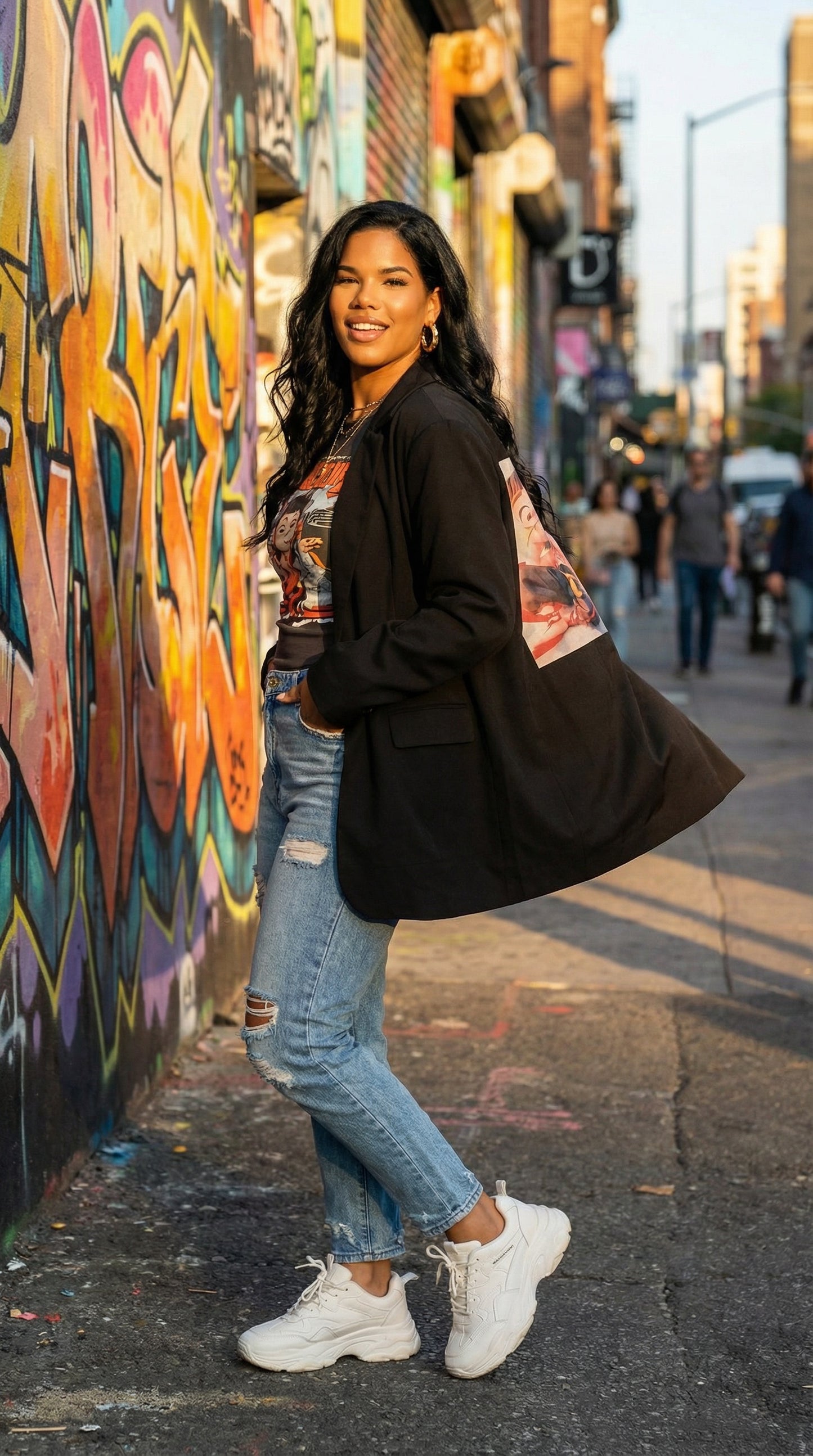Blazer Negro Oversize Elegante / ANBL2643