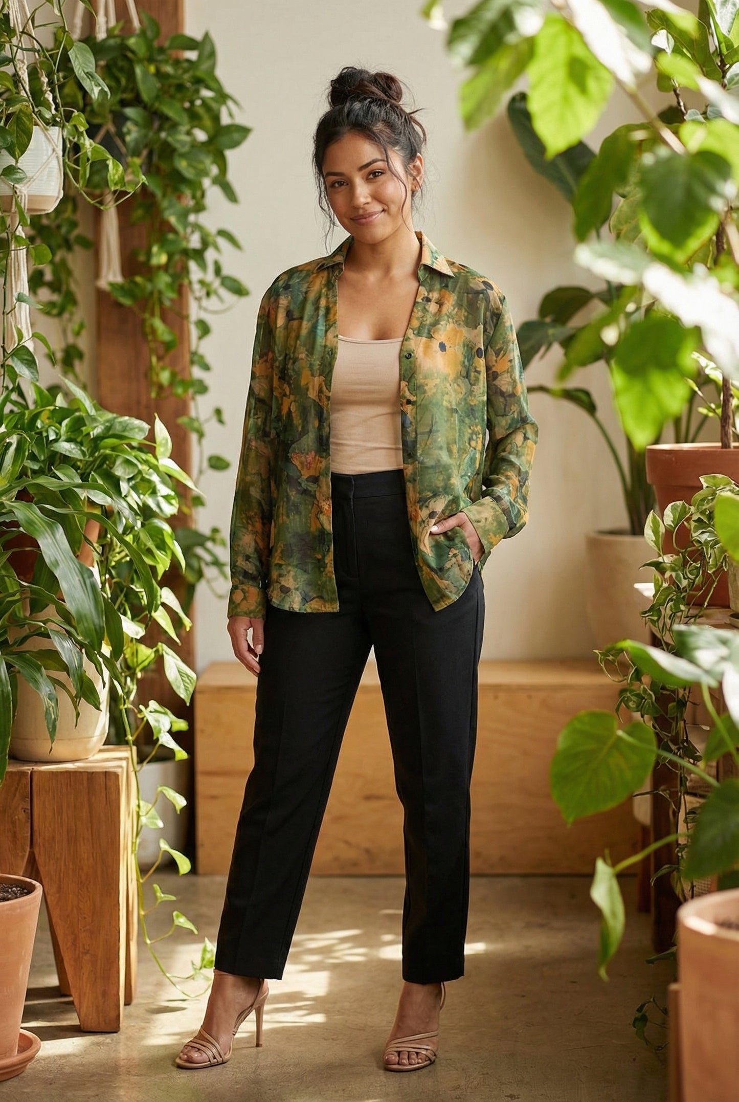 Blusa estampada verde oliva / ANB26011