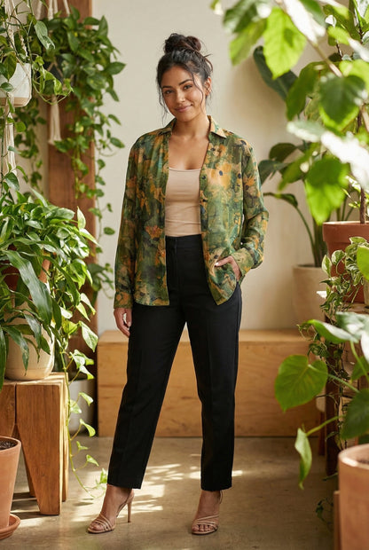 Blusa estampada verde oliva / ANB26011