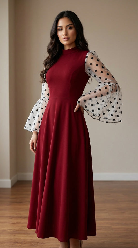 Vestido con mangas lunares / AO114