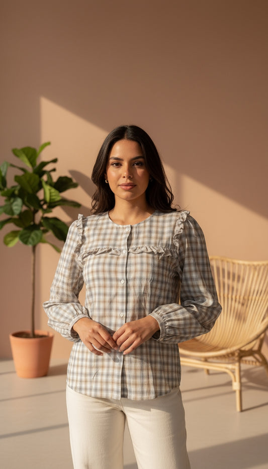 Blusa cuadros gris / ANB10