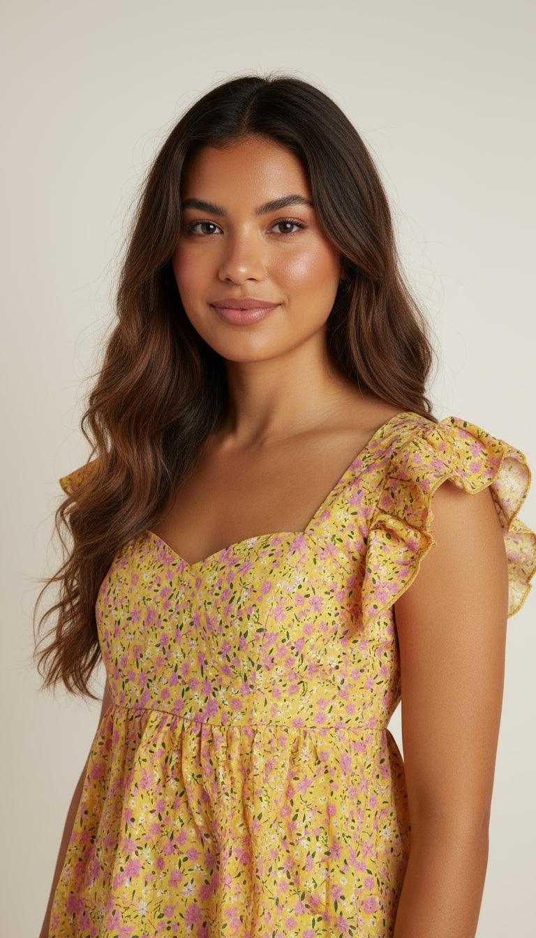 Blusa floral en tonos pastel con mangas cortas SH42 Betzy