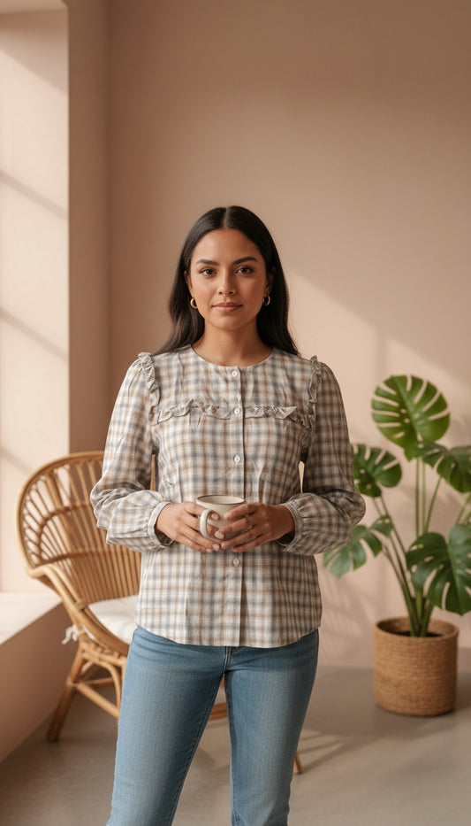 Blusa cuadros gris / ANB10
