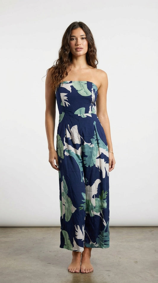 Vestido largo azul floral / ANJ06