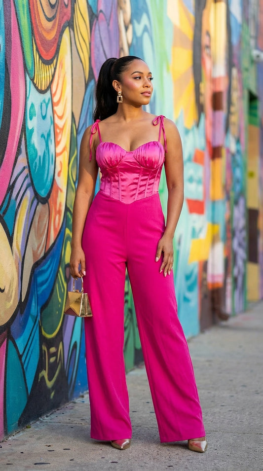 Enterizo fucsia strapless D&M / V463