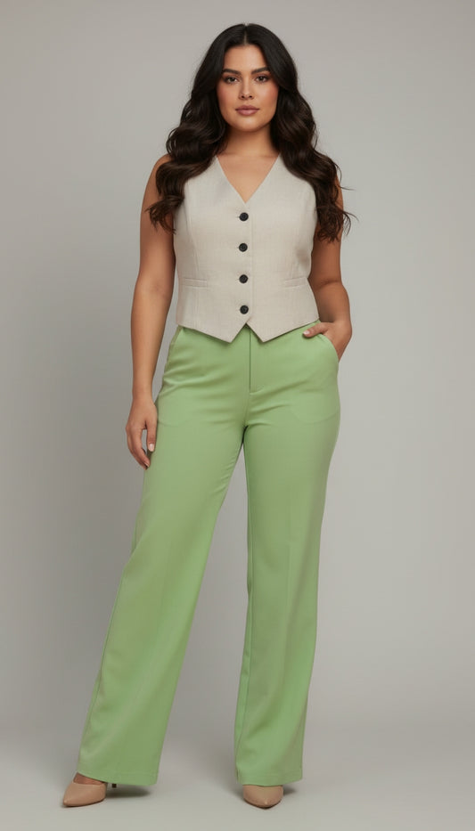 Outfit Oficina Verde & Beige Elegante / OUT46