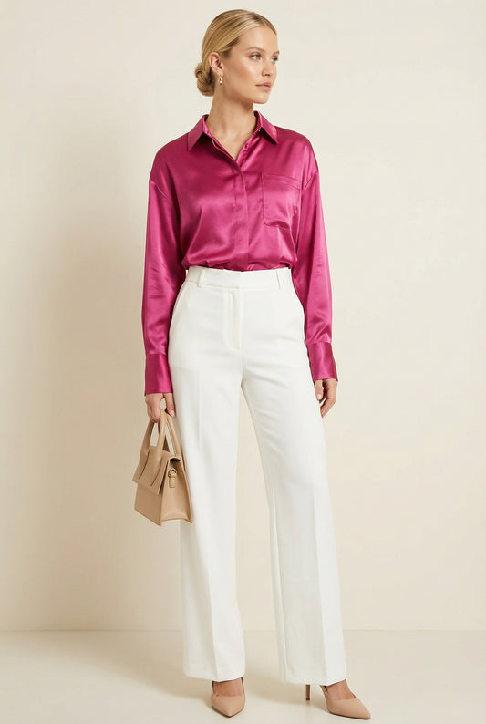 Blusa satinada fucsia / ANB26020