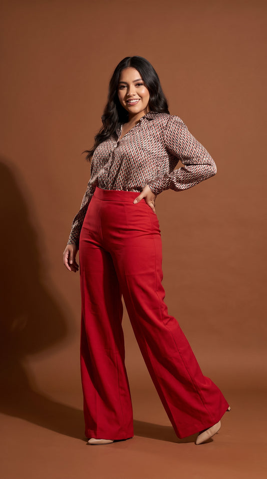 Pantalón rojo de talle alto / AO28