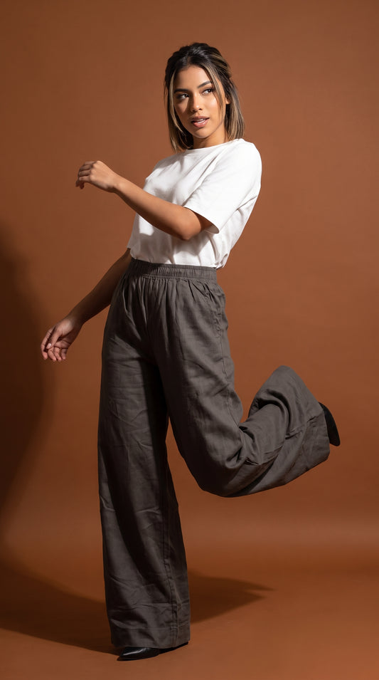 Pantalón palazzo gris oscuro / ANE1001-18