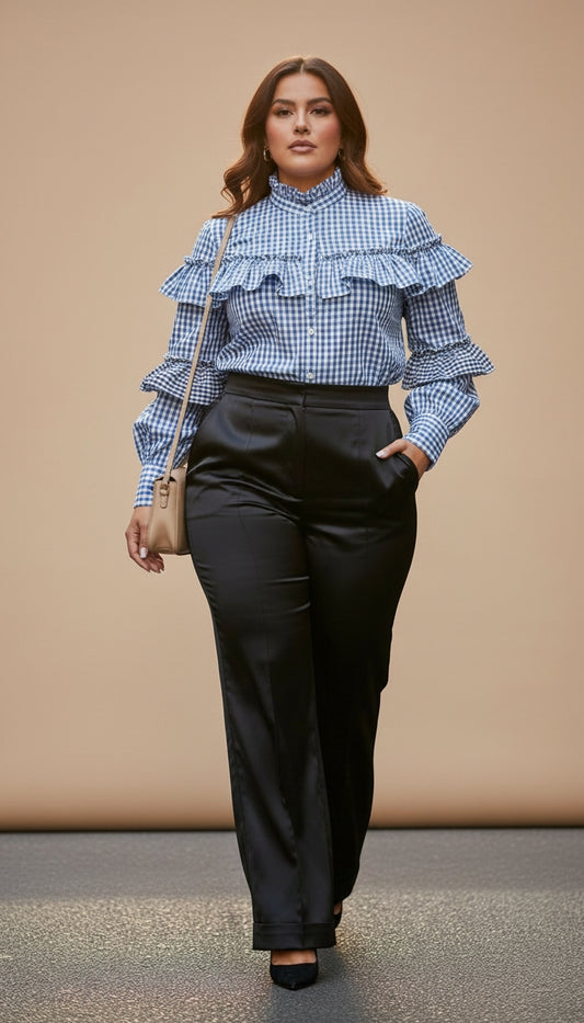 Outfit Oficina Azul Rayas Elegante / OUT37