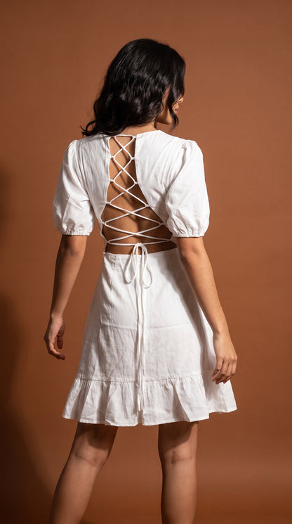 Vestido blanco recto sin mangas /ANV20