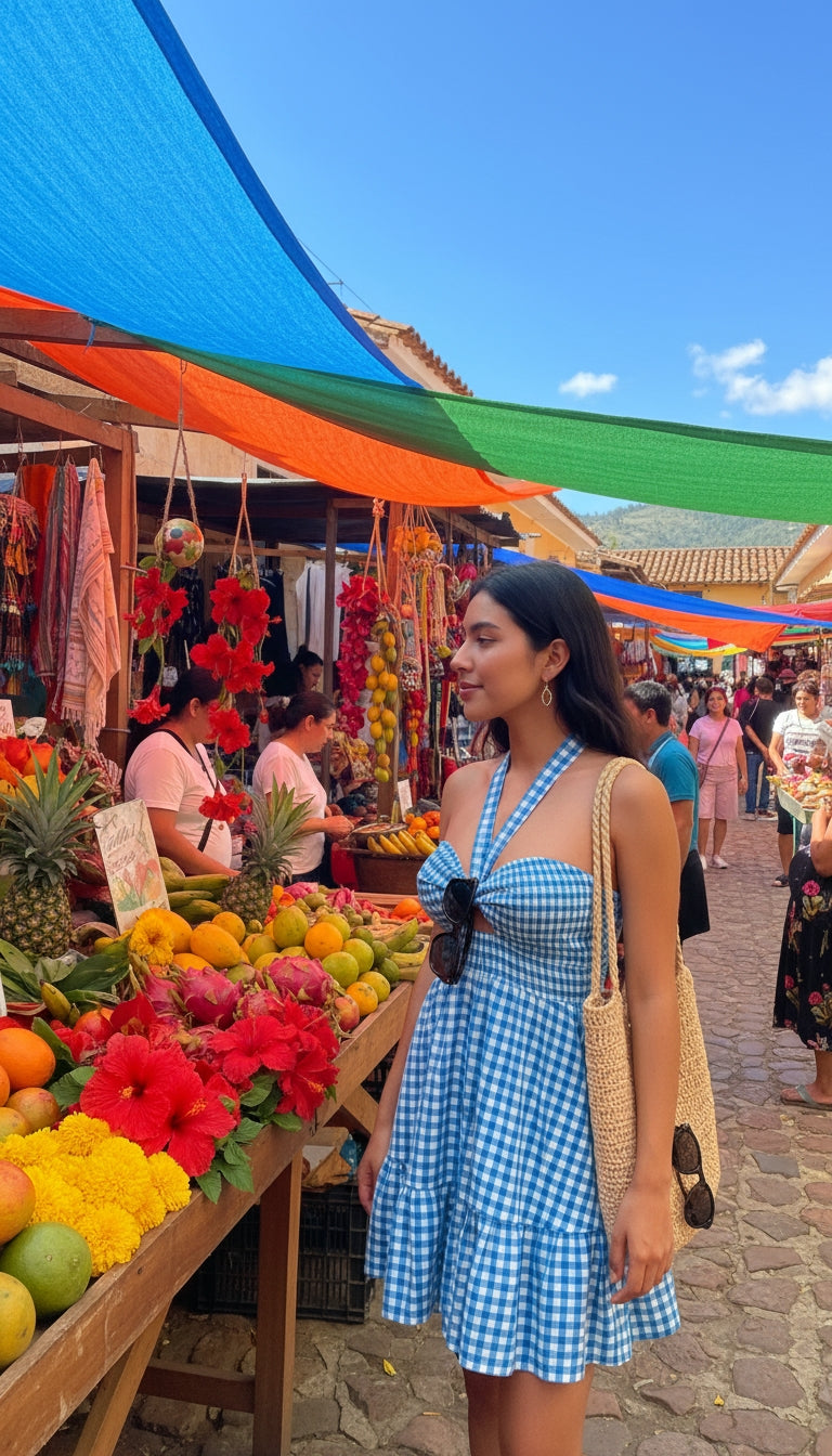 Vestido Azul cuadros/  /ANV10