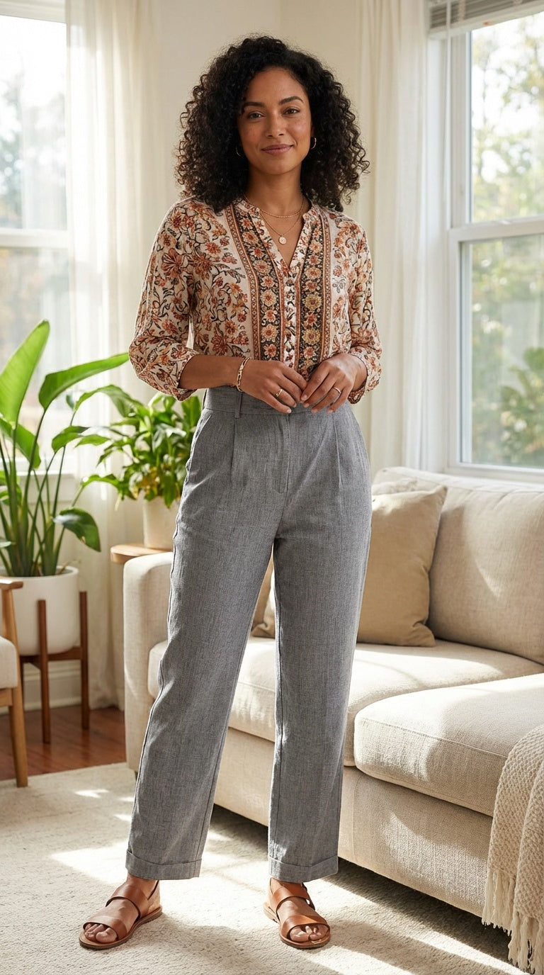 Pantalón recto gris / ANE1001-4