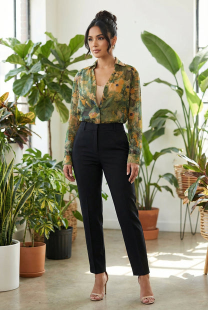 Blusa estampada verde oliva / ANB26011