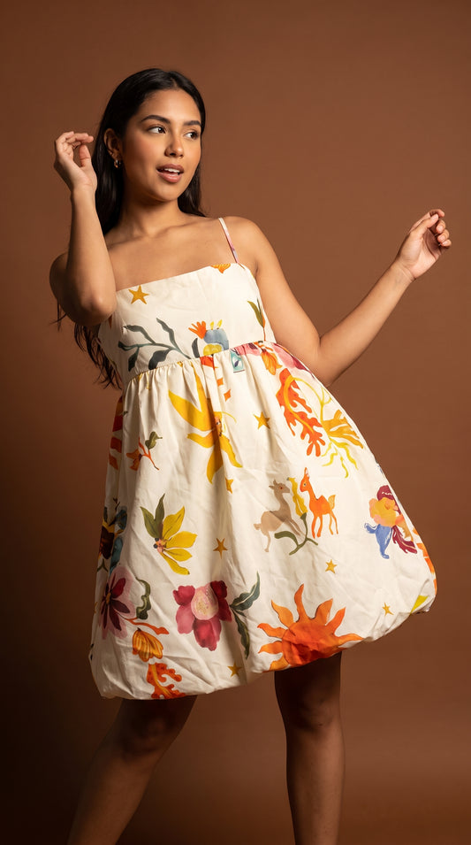 Vestido corto floral blanco / ANV82