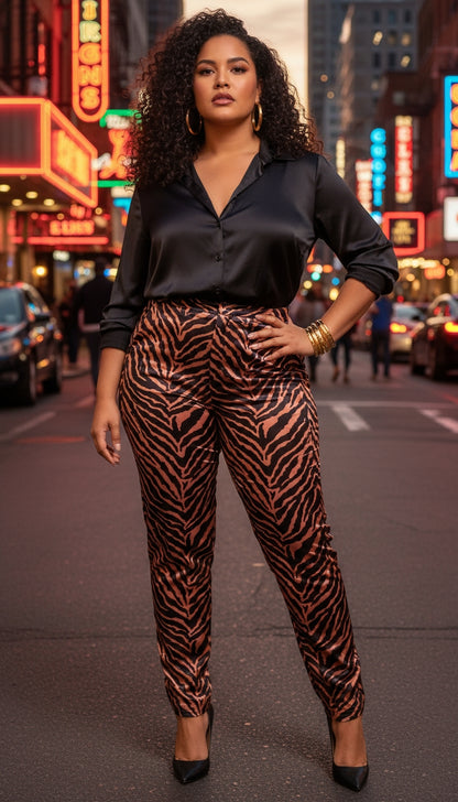 Blusa satinada negra / ANB006