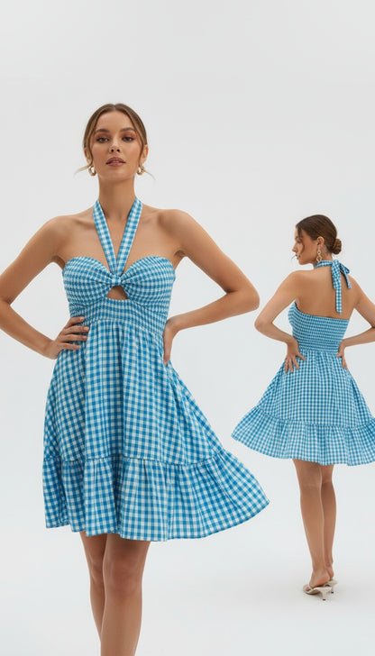 Vestido Azul cuadros/  /ANV10