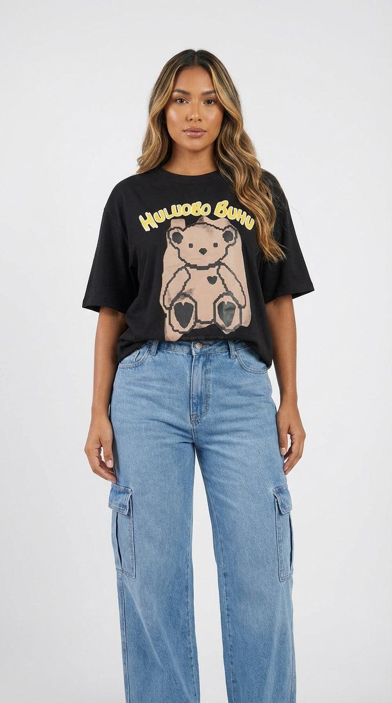 Camiseta negra estampada / L17A