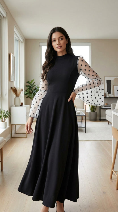 Vestido con mangas lunares / AO114