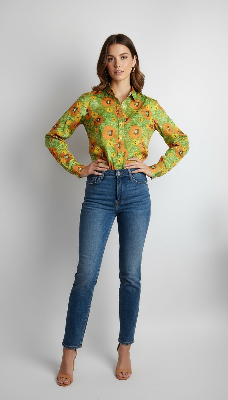 Blusa floral verde / ANB01