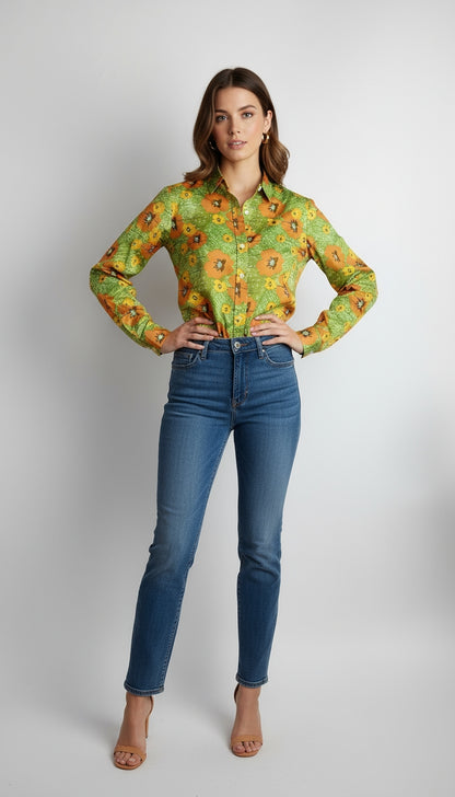 Blusa floral verde / ANB01