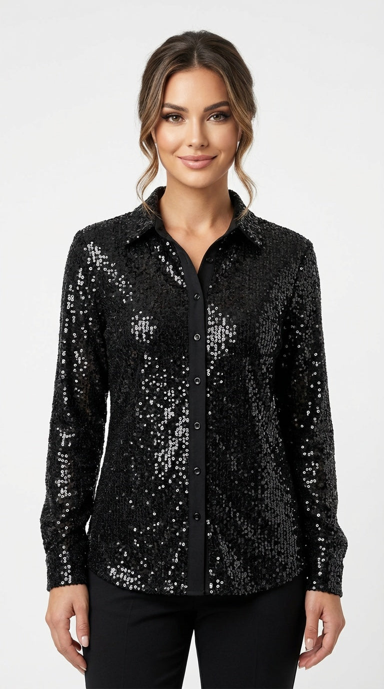 Blusa negra manga larga / UV55