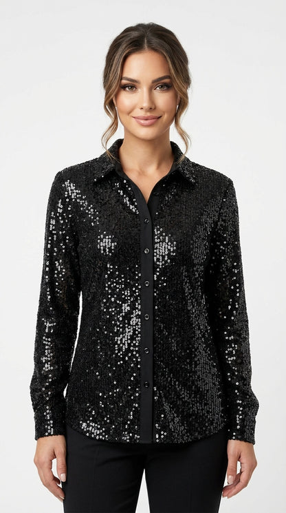 Blusa negra manga larga / UV55