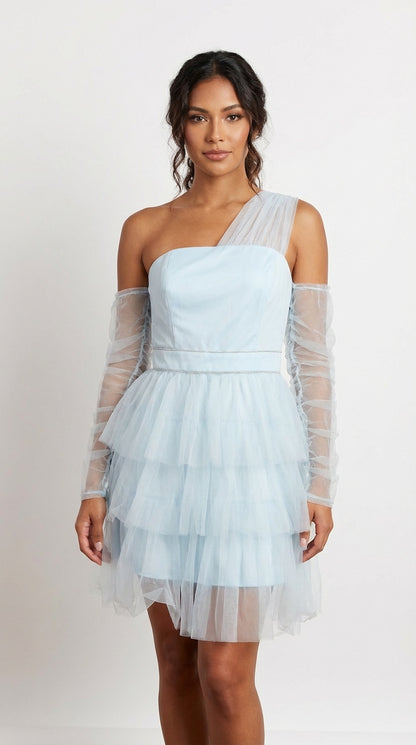 Vestido azul pastel capas / UV54