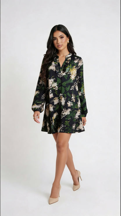 Vestido Floral Oscuro Elegante / NOB22