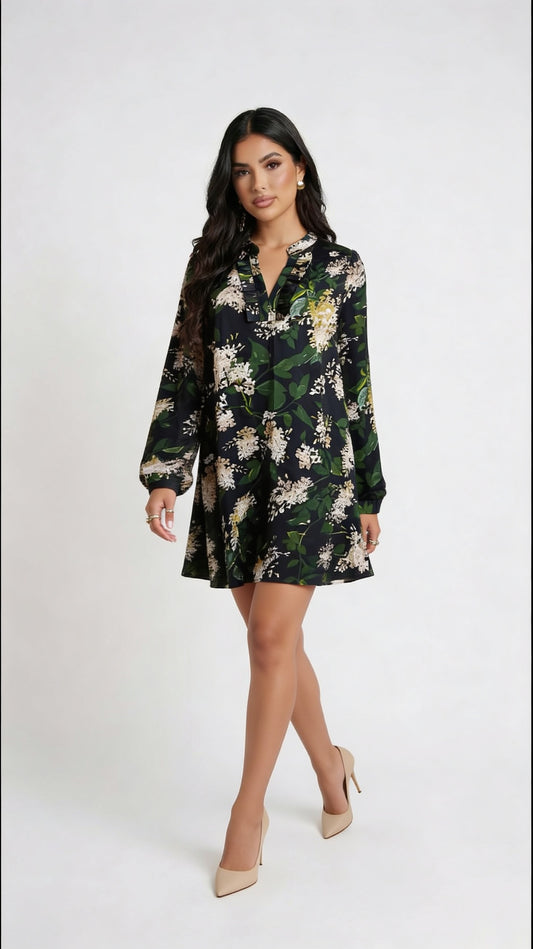 Vestido Floral Oscuro Elegante / NOB22