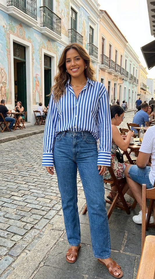 Blusa rayas azul / ANB26003