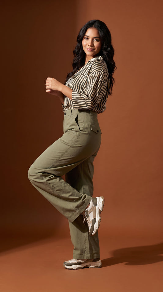 Pantalón verde oliva casual / ANE1001-23