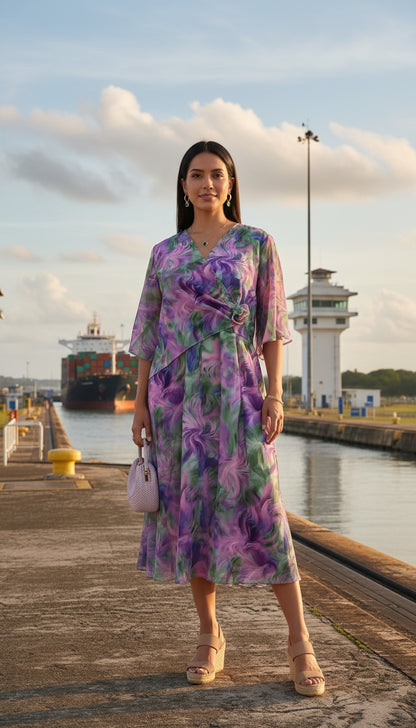 Vestido Floral Largo Transparente Elegante / MV20