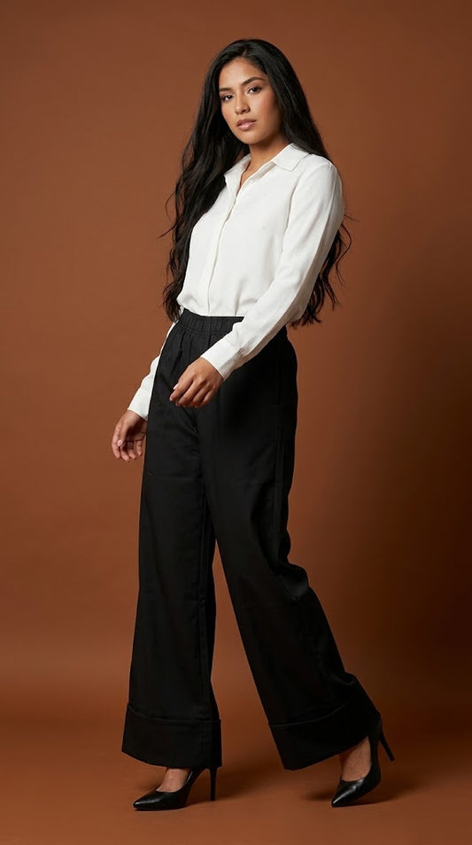 Pantalón palazzo negro / ANE1001-13